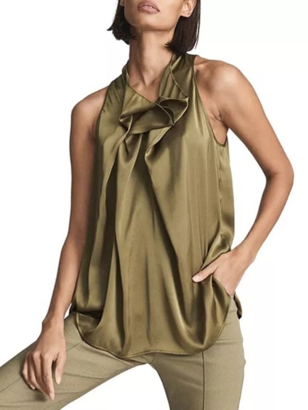 Reiss Miana Gathered Satin Blouse